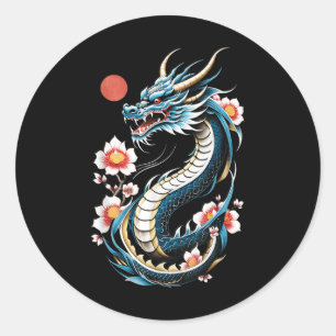 Japansk estetisk dragon Japansk Art Japan Tatto Runt Klistermärke