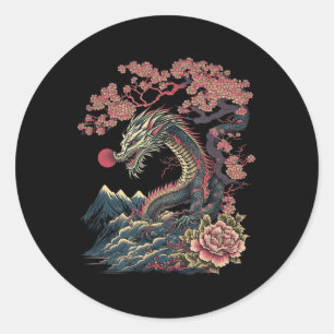 Japansk estetisk dragon Japansk Art Japan Tatto Runt Klistermärke