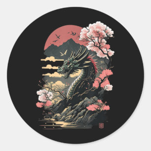 Japansk estetisk dragon Japansk Art Japan Tatto Runt Klistermärke