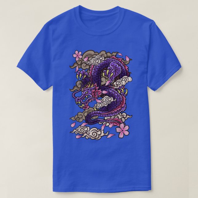 Japansk estetisk dragon Tattoo stil Sakura Cher T Shirt (Design framsida)