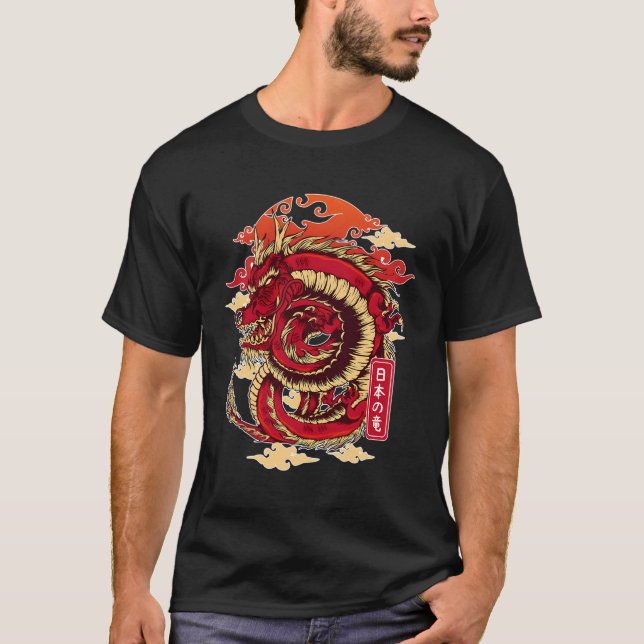 Japansk estetisk drakon Tokyo Japan Asian 80€™S T Shirt (Framsida)