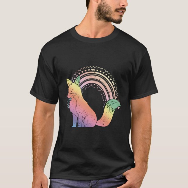 Japansk estetisk ga Animal Rainbow Pastel Goth T Shirt (Framsida)