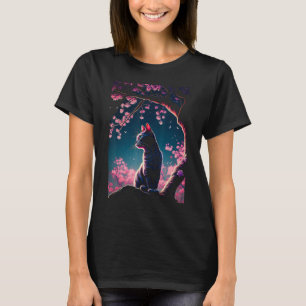 Japansk estetisk Sakura Cherry Blommars söt katt T Shirt