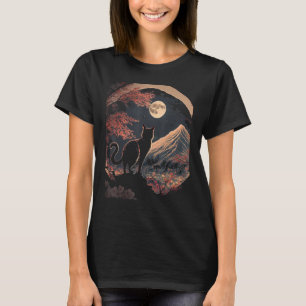 Japansk estetisk Sakura Cherry Blommars söt katt T Shirt