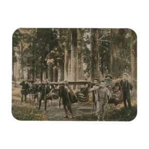 Japansk familj som är burna in kullar, c.1880s magnet