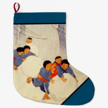 JAPANSK FAMILJ som LEKER I SNÖjulstrumpa