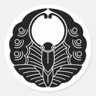 Japansk Family Crest-Butterfly Runt Klistermärke
