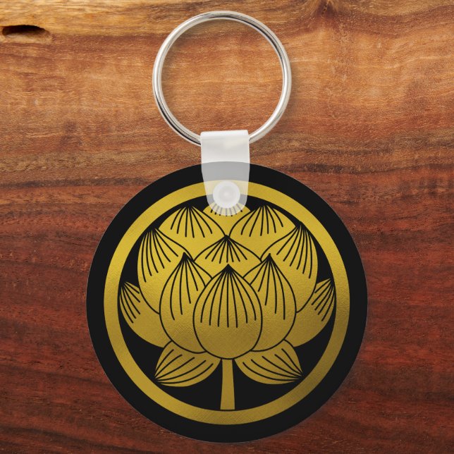 Japansk Family Crest-Lotus Nyckelring (Framsida)