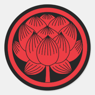 Japansk Family Crest-Lotus Runt Klistermärke