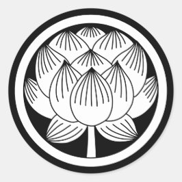 Japansk Family Crest-Lotus Runt Klistermärke