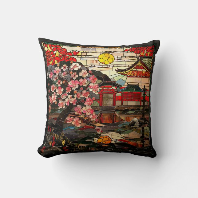 Japansk fastsatt glasart Art Dekorativ kudde (Framsida)