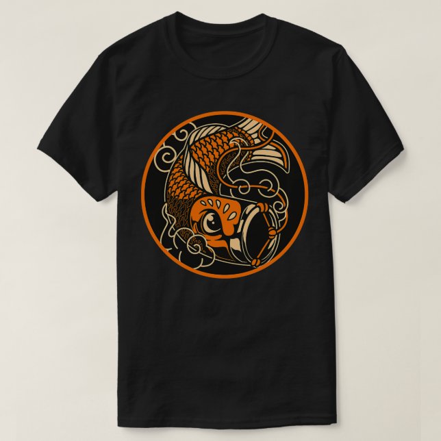 Japansk Fish Koi Nobori Black Classic TShirt T Shirt (Design framsida)