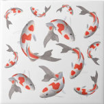 Japansk fisk Koi orange och vit asian stil Kakelplatta<br><div class="desc">Japansk fisk Koi-orange och vit asiatisk stil keramisk plattor.</div>