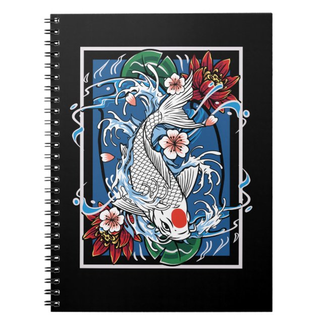 Japansk fiskodling (Koi Fish Cherry Blommar Carp) Anteckningsbok (Framsidan)