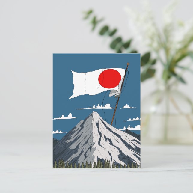 Japansk flagg-resaaffisch vykort (Stående Fram)