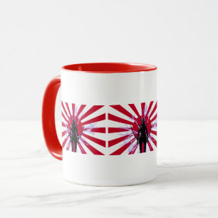 Japansk flagg & Uppgående sol Samurajkrigare Mugg