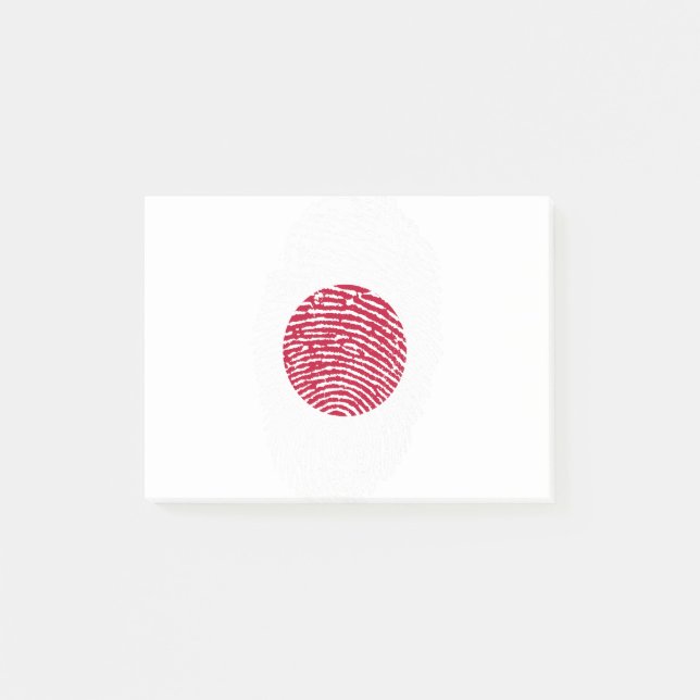 Japansk Flagga Fingerprint Land Pride Identitet Post-it Block (Framsida)