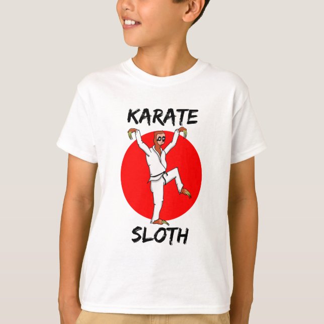 Japansk Flagga med Karate Sloth T Shirt (Framsida)