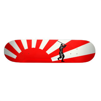 Japansk flagga med Ninja Skateboard Bräda 20 Cm