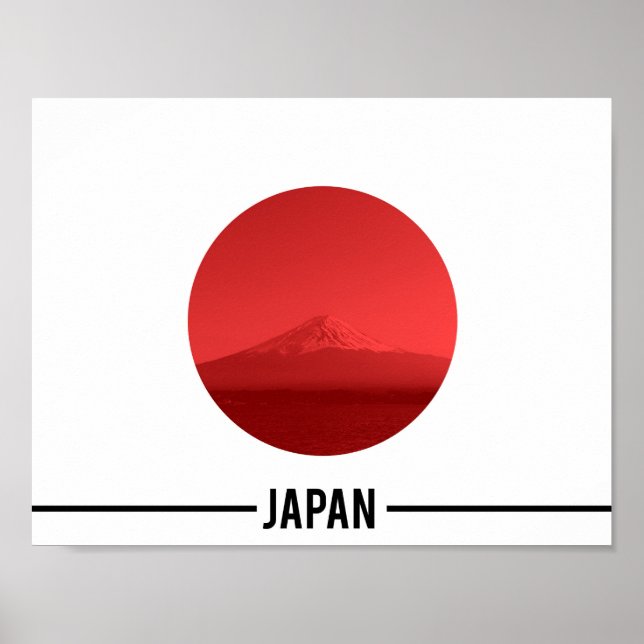 Japansk Flagga - Mount Fuji, Japan Poster (Framsidan)
