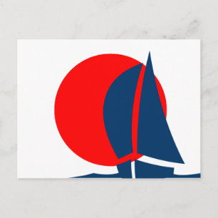 Japansk Flagga Sailing Boat Japan Nautical Vykort