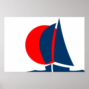 Japansk Flagga Sailing Yacht Japan Nautical Poster