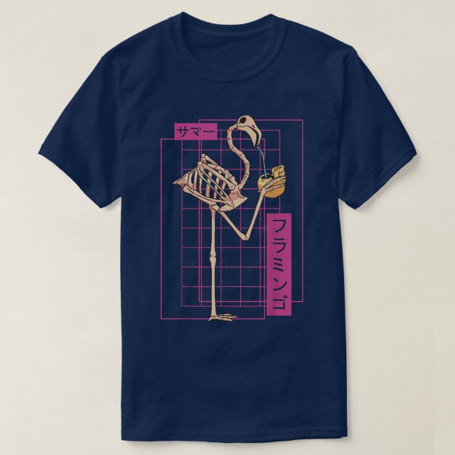 Japansk Flamingo Skeleton Anime Summer Vacation T Shirt (Design framsida)