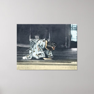 Japansk flicka för vintage som bugar Dogeza Canvastryck