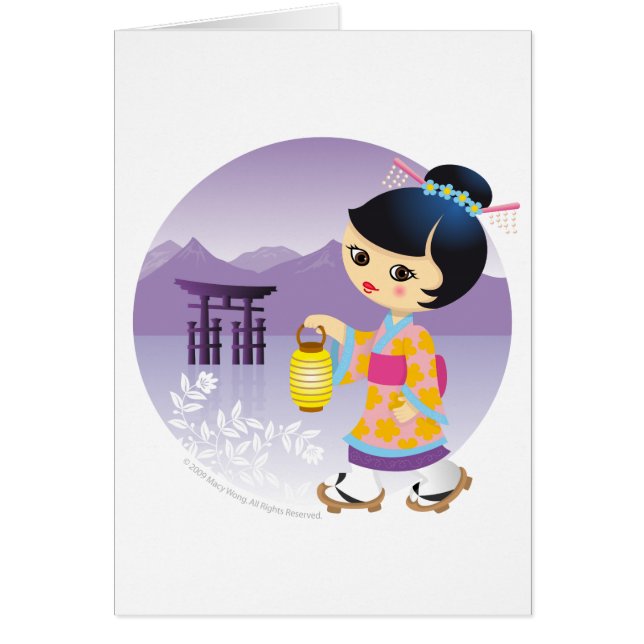 Japansk flicka hälsningskort (Framsidan)