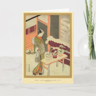 Japansk flicka, hemma 17th århundrade kort