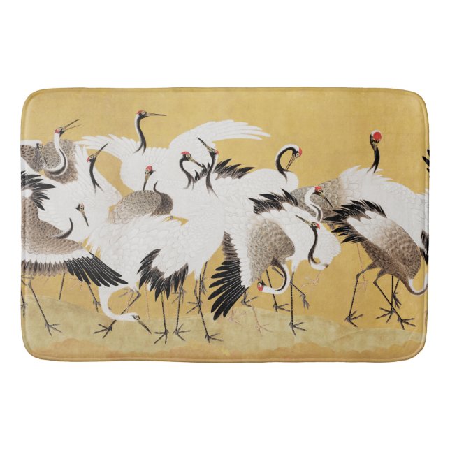 Japansk Flock Cranes Vintage Bird Rik Classic Badrumsmatta (Framsidan)