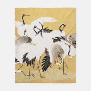 Japansk Flock Cranes Vintage Bird Rik Classic Fleecefilt