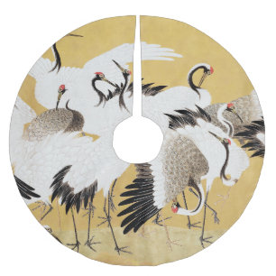 Japansk Flock Cranes Vintage Bird Rik Classic Julgransmatta Borstad Polyester