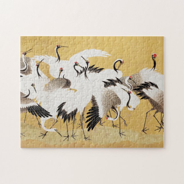 Japansk Flock Cranes Vintage Bird Rik Classic Pussel (Horisontell)