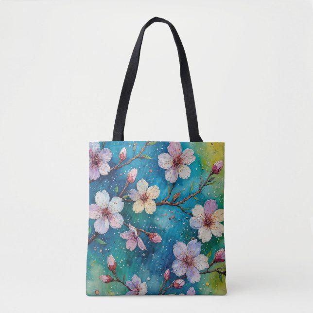 Japansk Flower Art Sakura Tote Tygkasse (Framsida)