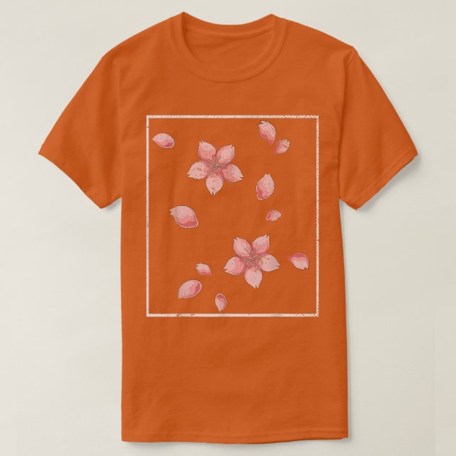 Japansk Flower Blommar Rosa Sakura Cherry Blommar T Shirt (Design framsida)