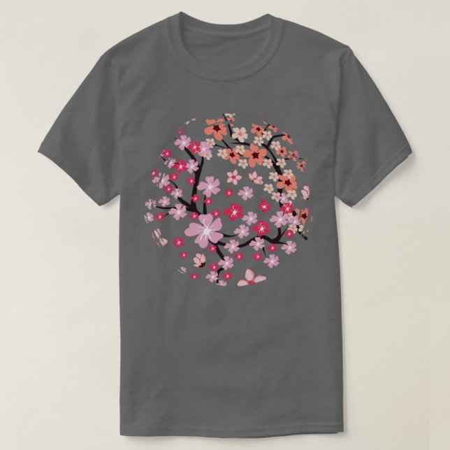 Japansk Flower Japan Sakura Cherry Blommar T Shirt (Design framsida)