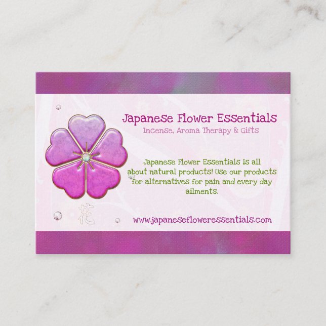 Japansk Flower Jeweled HANDMADE BOTANICALS OILS Visitkort (Framsida)
