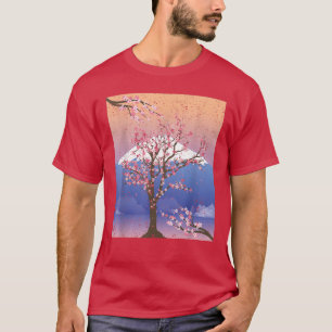 Japansk Flower Rosa Sakura Träd Mountain Cherry B T Shirt