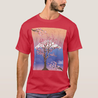 Japansk Flower Rosa Sakura Träd Mountain Cherry B T Shirt