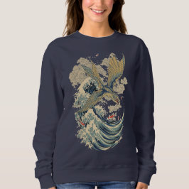 Japansk flygande drake & havsvågs-konst t shirt