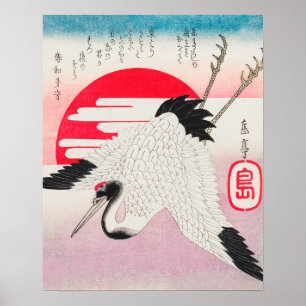 Japansk flygkran av Yashima Gakutei (1900) Poster