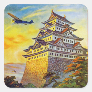 Japansk flygtransport med pagodaen fyrkantigt klistermärke