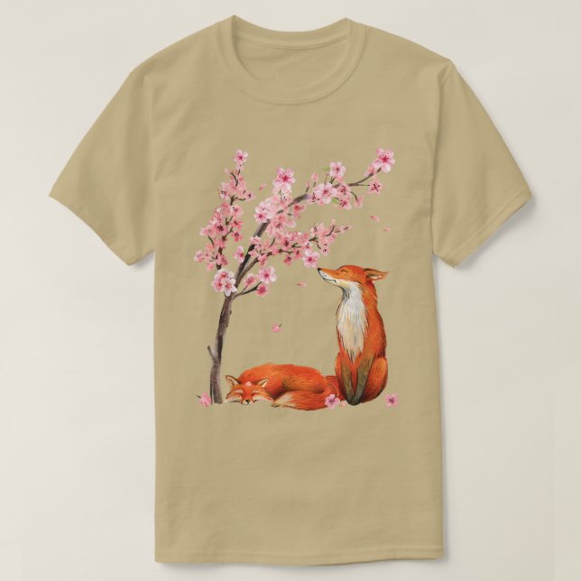 Japansk Fo Cherry Blommar Flower Sakura Träd Vint T Shirt (Design framsida)