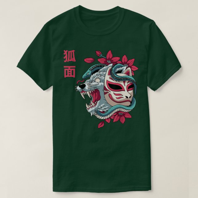 Japansk Fo Mask Kitsune Varg Snake Japan Graphic T Shirt (Design framsida)