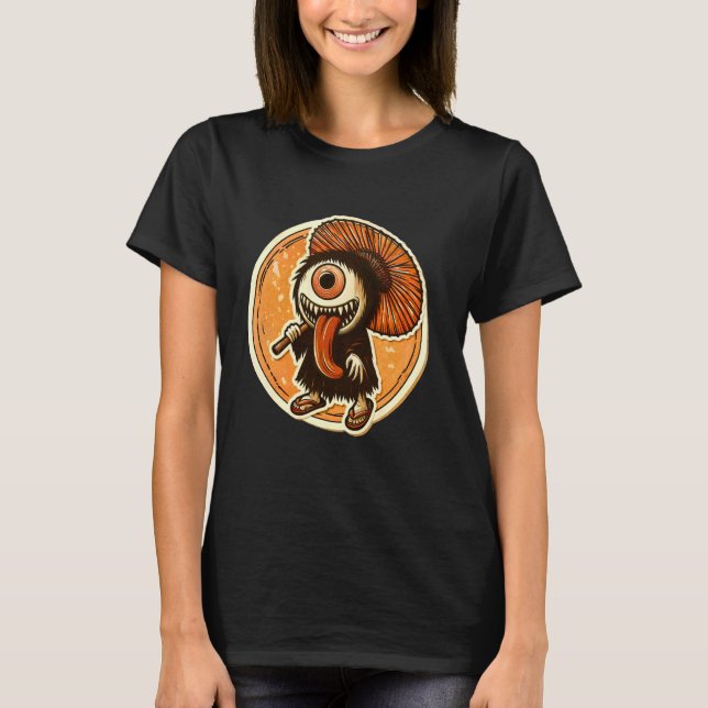 Japansk Folklore Kasa Obake Creepy Monster Japan T Shirt (Framsida)