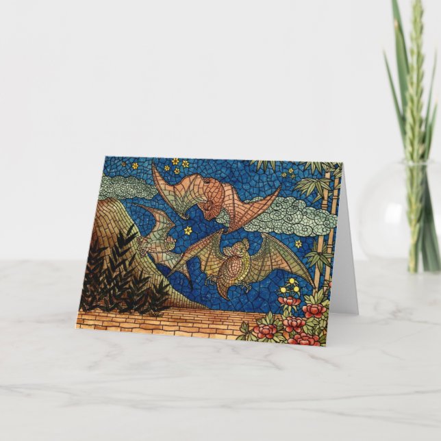 Japansk fönsterdesign för fladdermöss kort (Framsida)