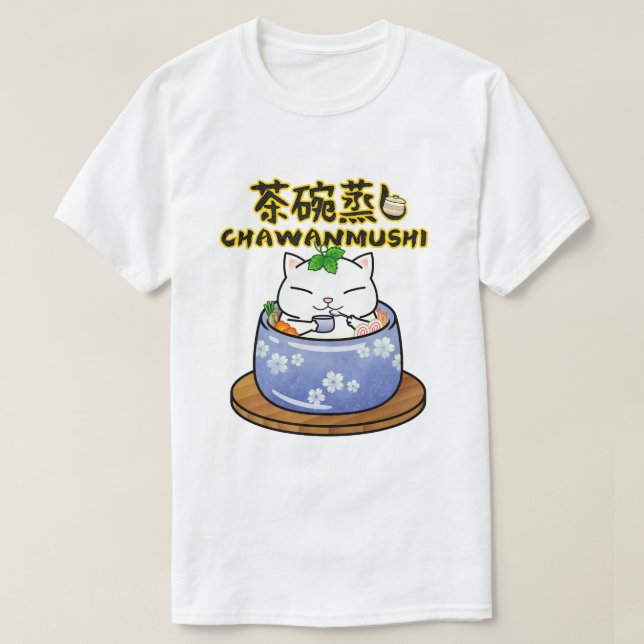 Japansk Food Chawanmushi Cat T Shirt (Design framsida)