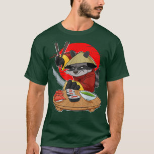 Japansk Food I Maki Älskare I Samurai Sushi Raccoo T Shirt