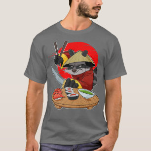 Japansk Food I Maki Älskare I Samurai Sushi Raccoo T Shirt